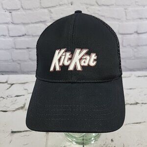 Kit Kat Hat Unisex Black Snapback Raised Rubber Logo Ball Cap Advertising